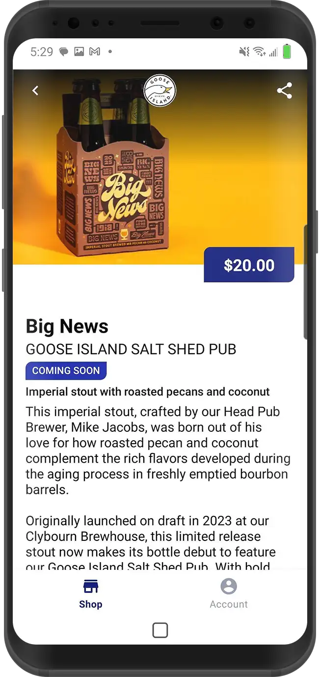 Oznr product profile screen