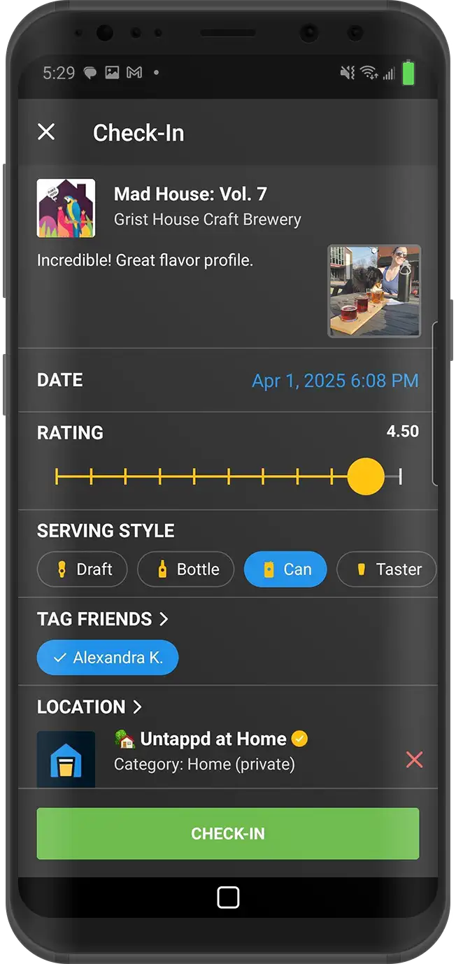 The check in experience on Untappd